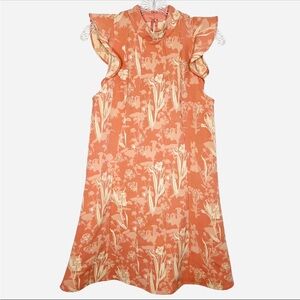 Floral Sleeveless Orange Dress